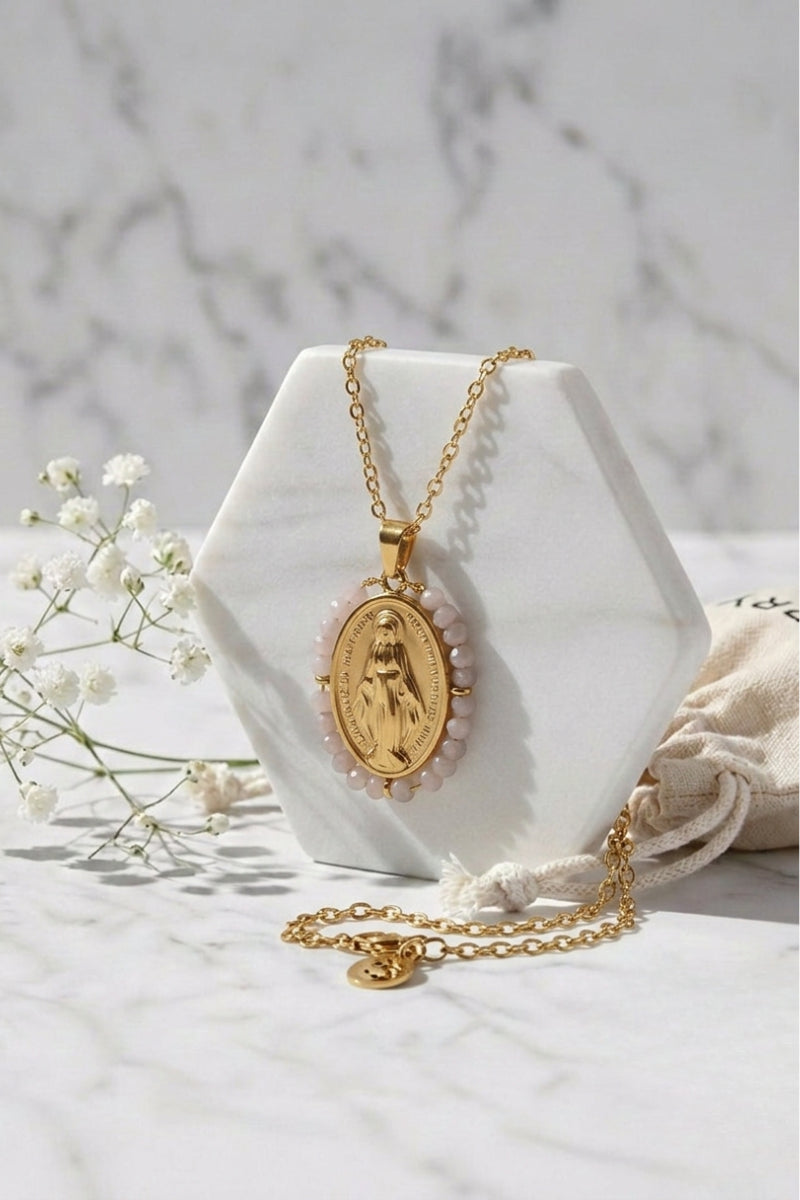 Virgencita milagrosa grande rosa