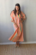 Vestido Flúor con Brillos Naranja