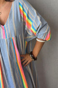 Vestido Flúor con Brillos Azul