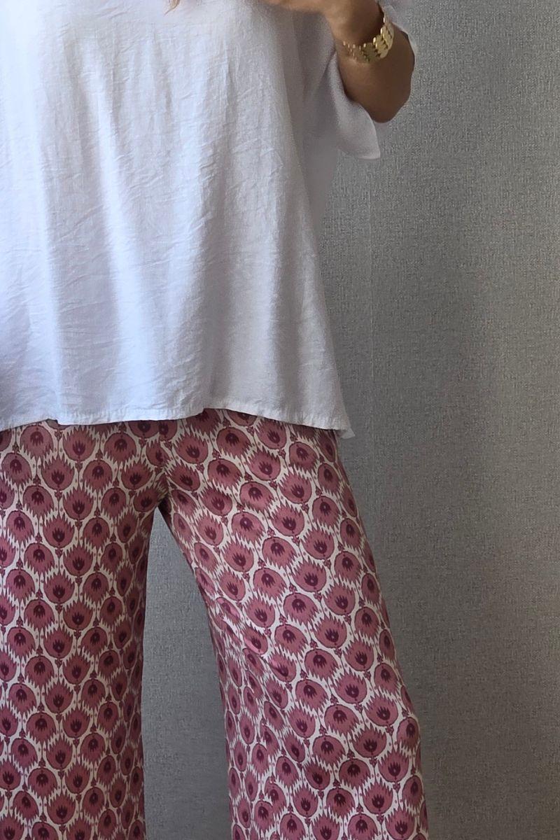 Pantalón Estampado Bolsillos Rosa Cebolla