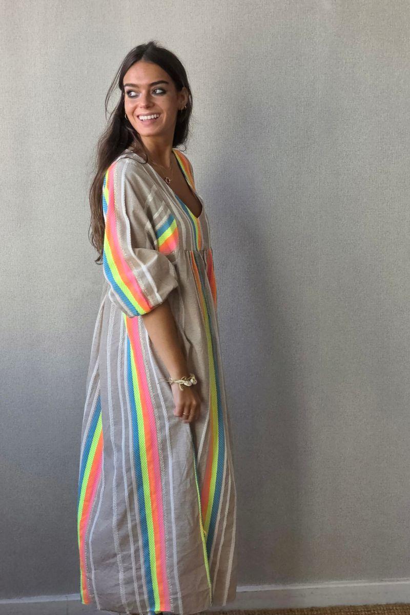 Vestido Flúor con Brillos Camel