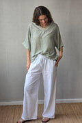 Pantalón tipo lino blanco