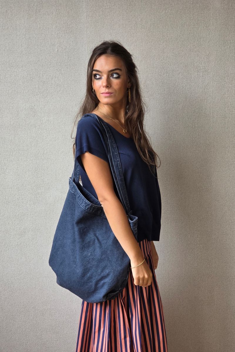 Bolso de tela lavado azul marino