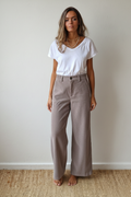 Pantalón de pana ancho topo