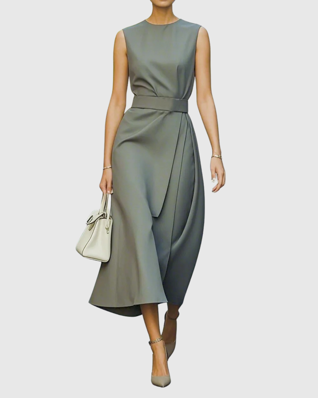 Josefina | Vestido elegante con cuello redondo y drapeado