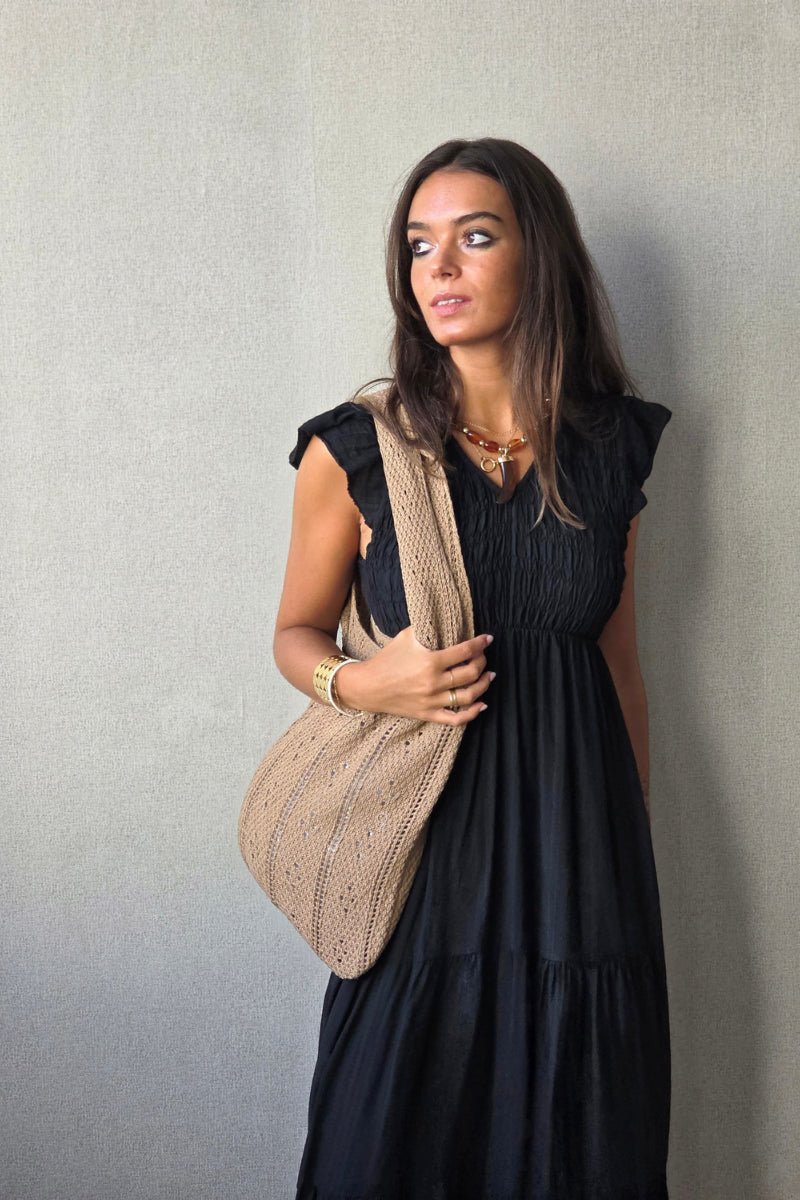 Bolso de croché mediano camel