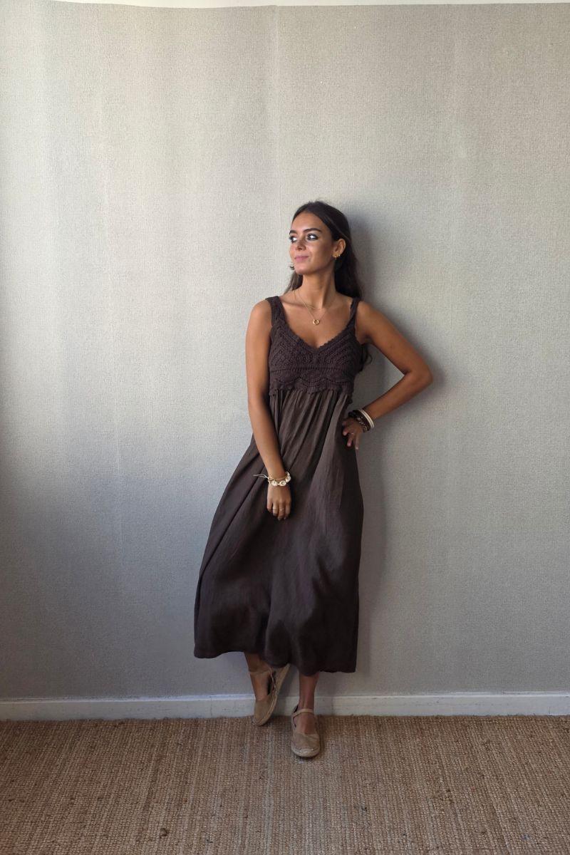 Vestido crochet chocolate