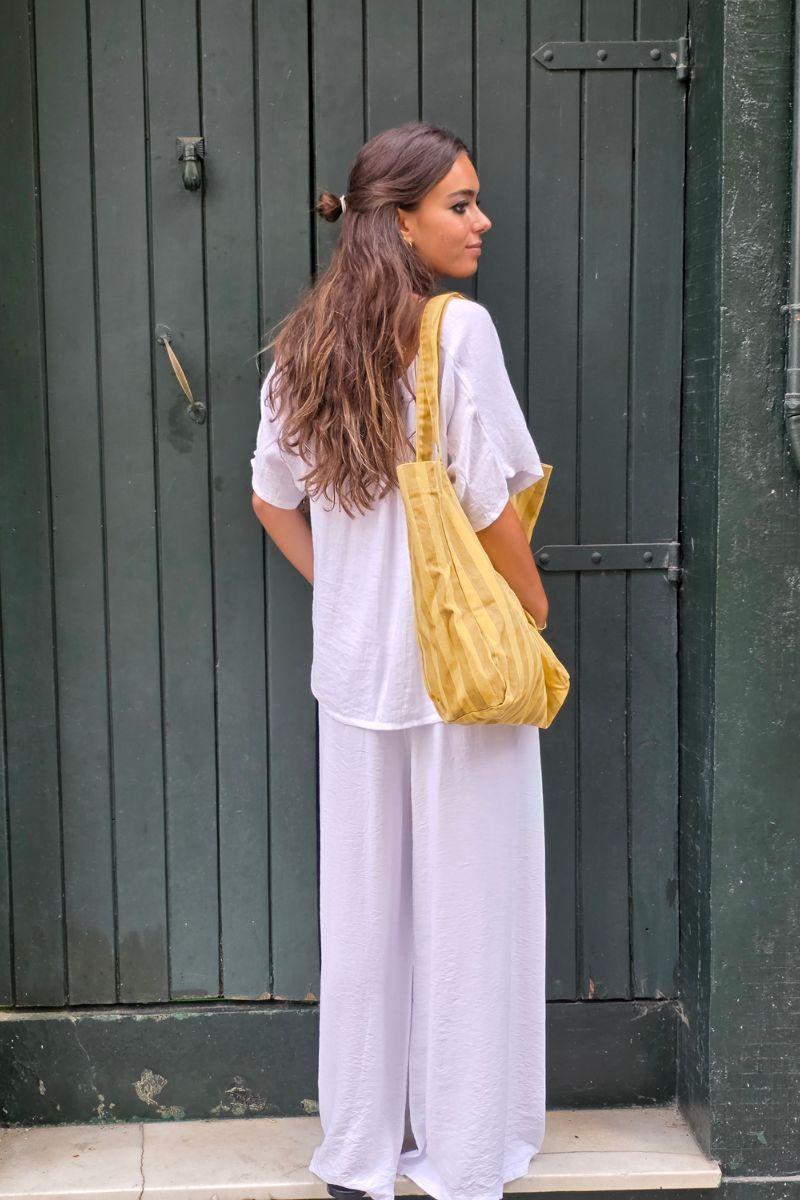 Pantalones goma en la cintura blanco