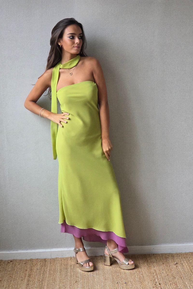 Vestido reversible lima/rosa