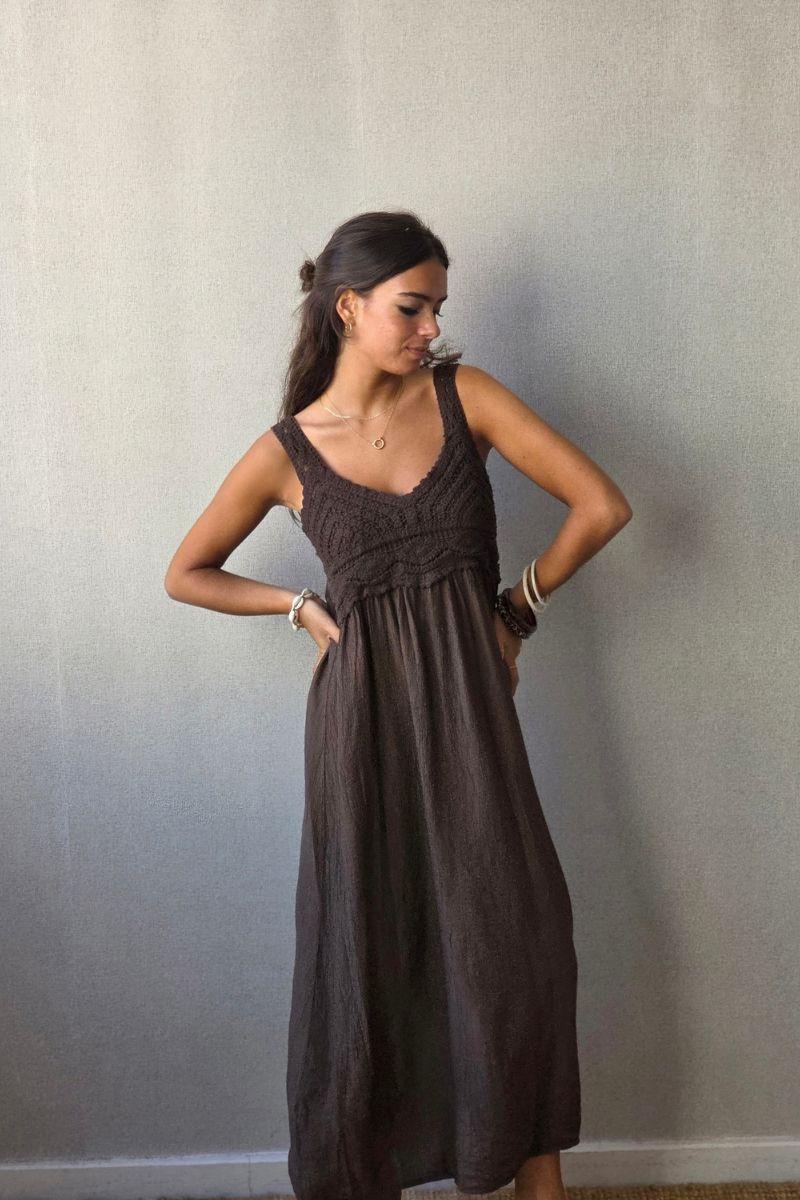 Vestido crochet chocolate