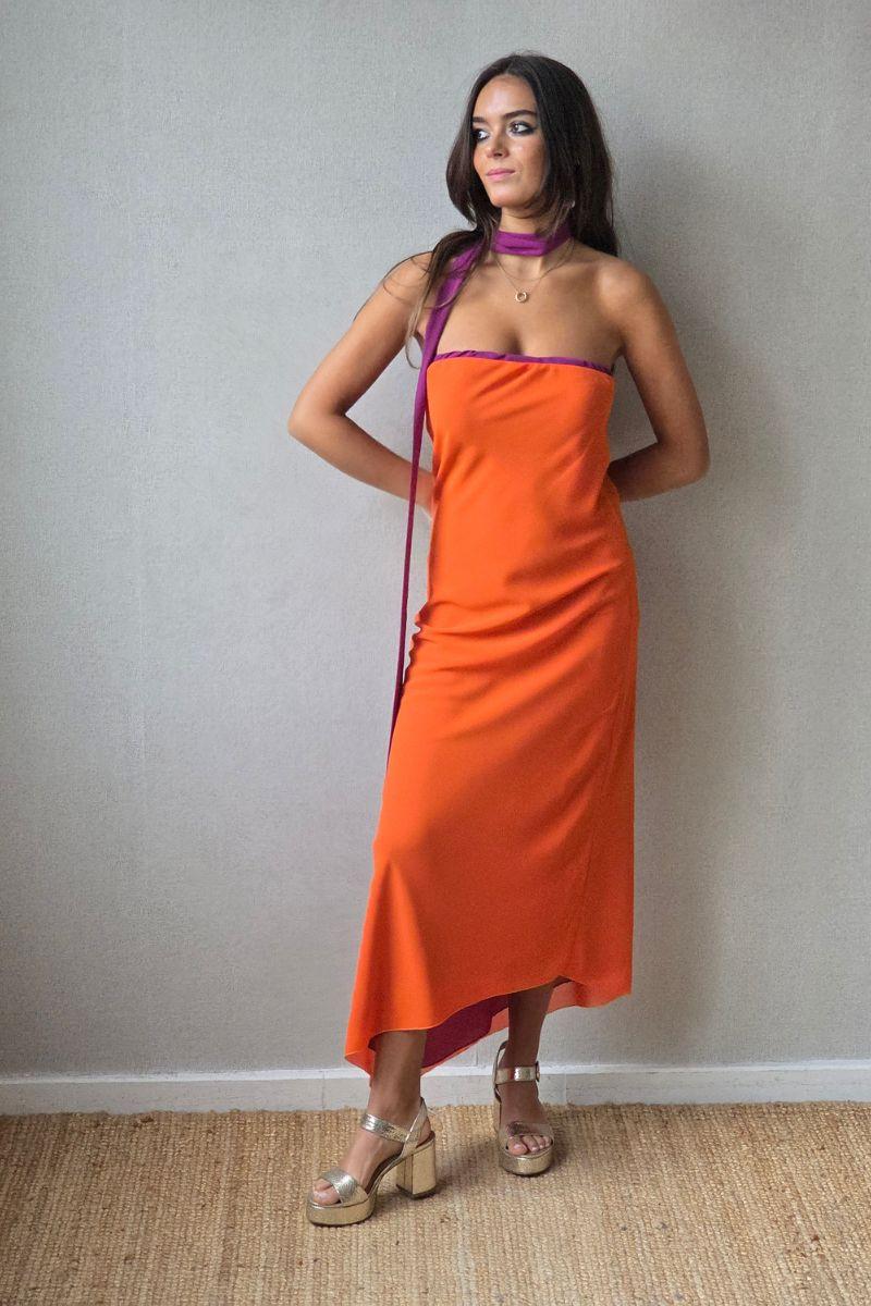 Vestido reversible buganvilla/naranja