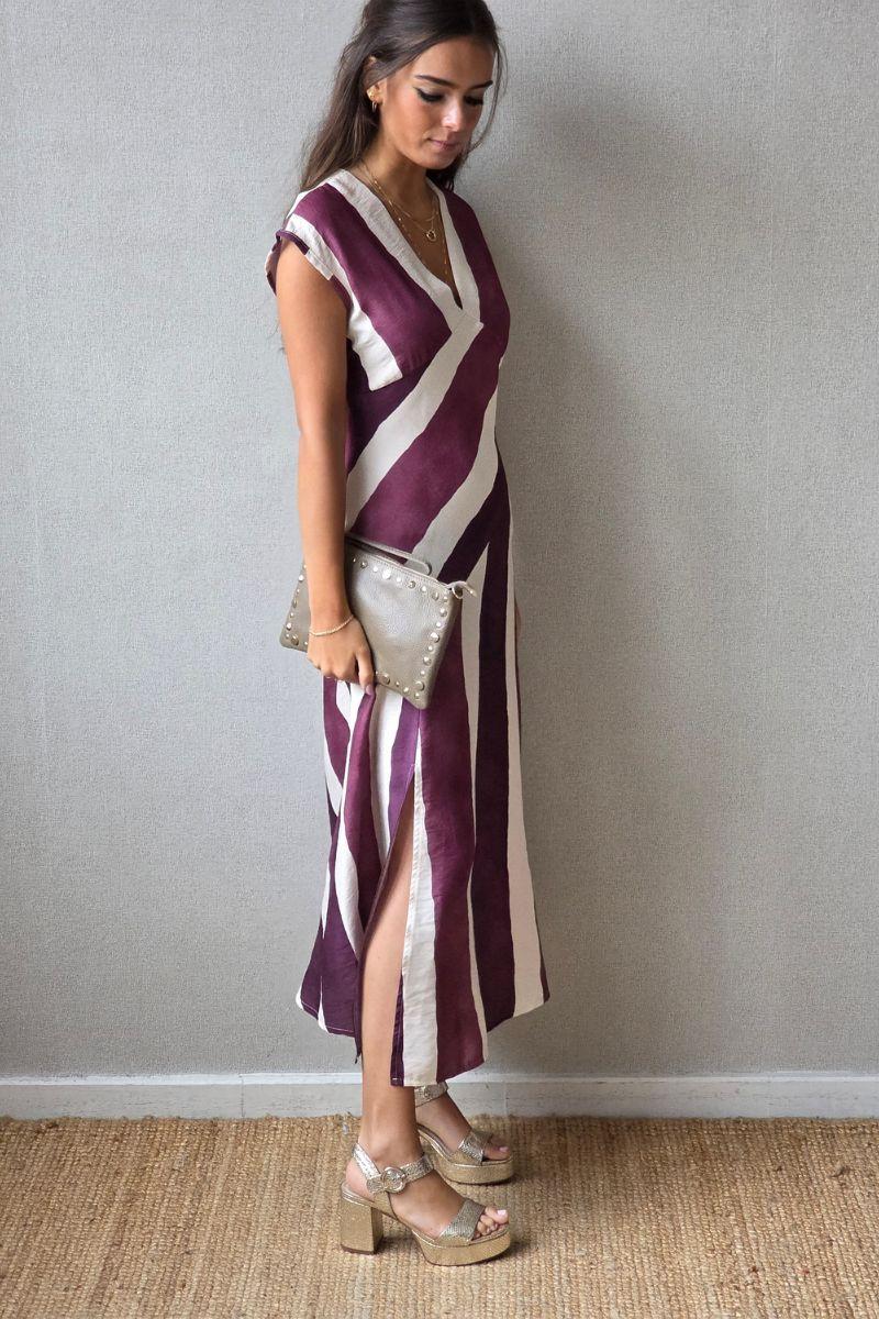 Vestido de rayas topo