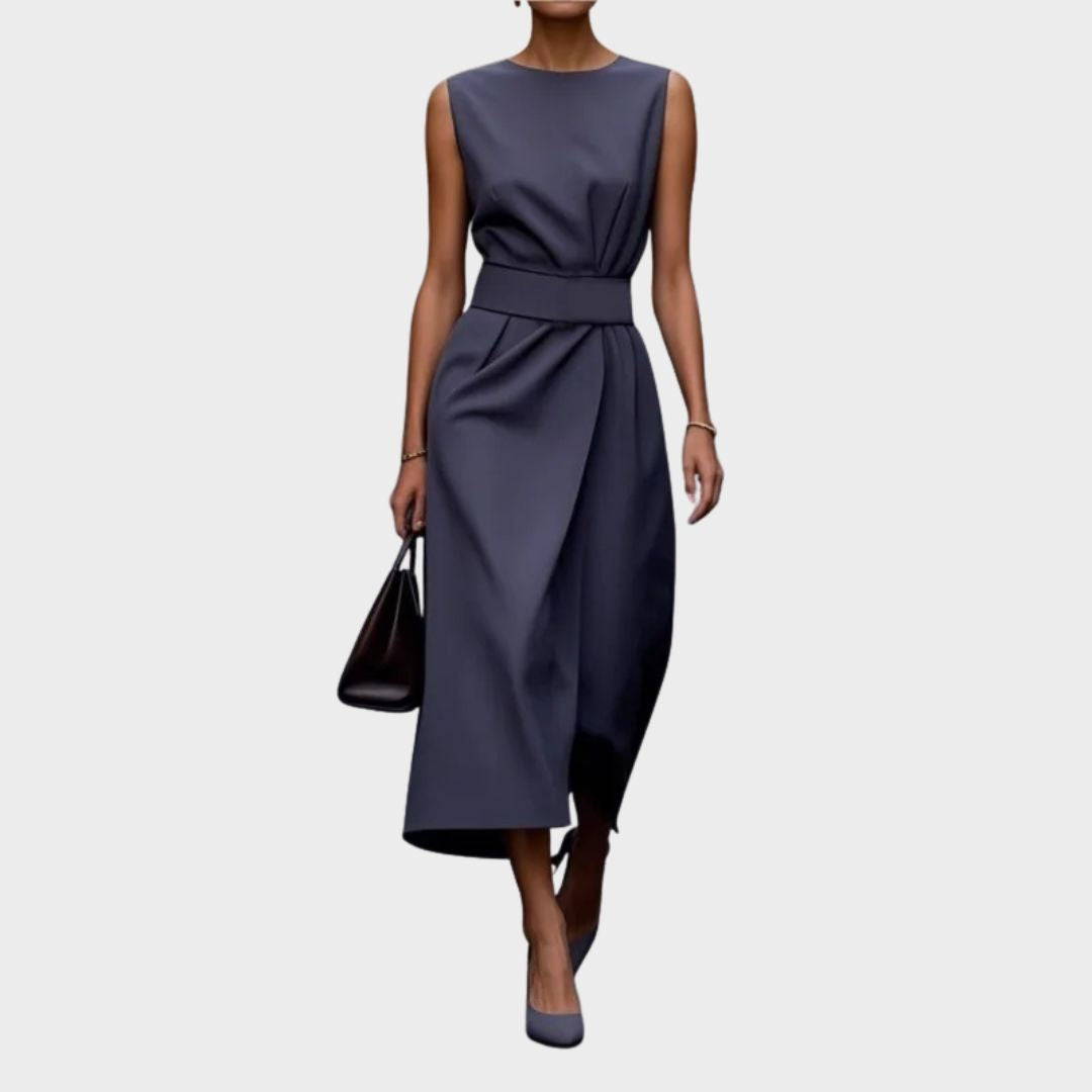 Josefina | Vestido elegante con cuello redondo y drapeado