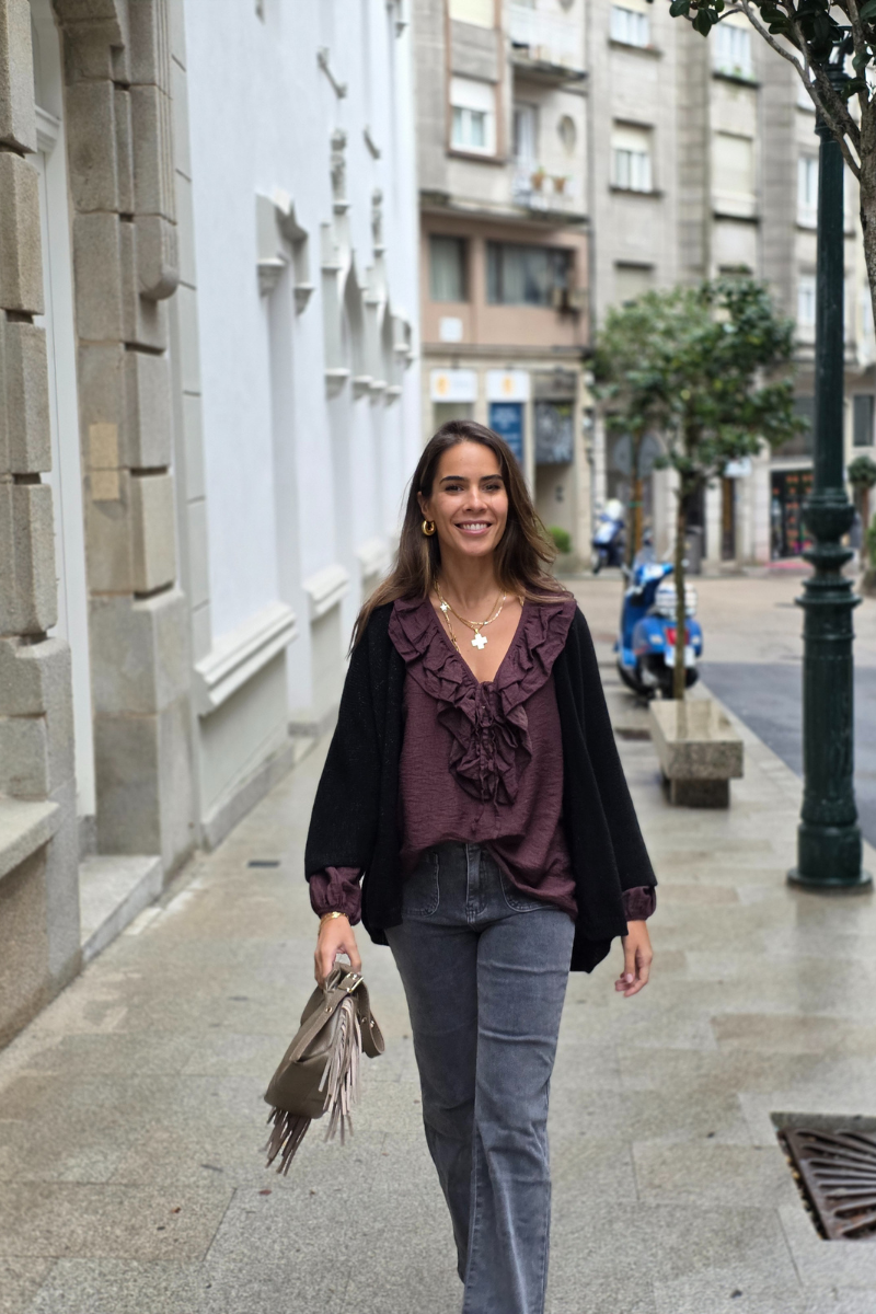 Vaquero gris con bolsillos delanteros wide-leg