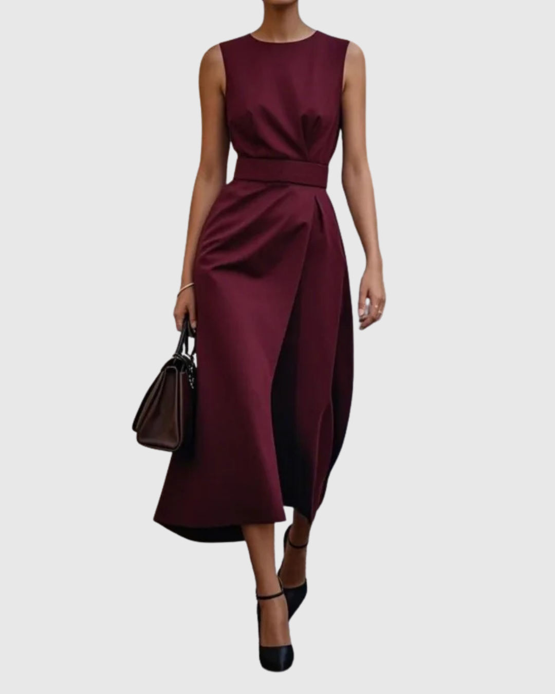 Josefina | Vestido elegante con cuello redondo y drapeado