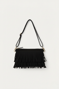 Bolso sobre de ante con flecos negro