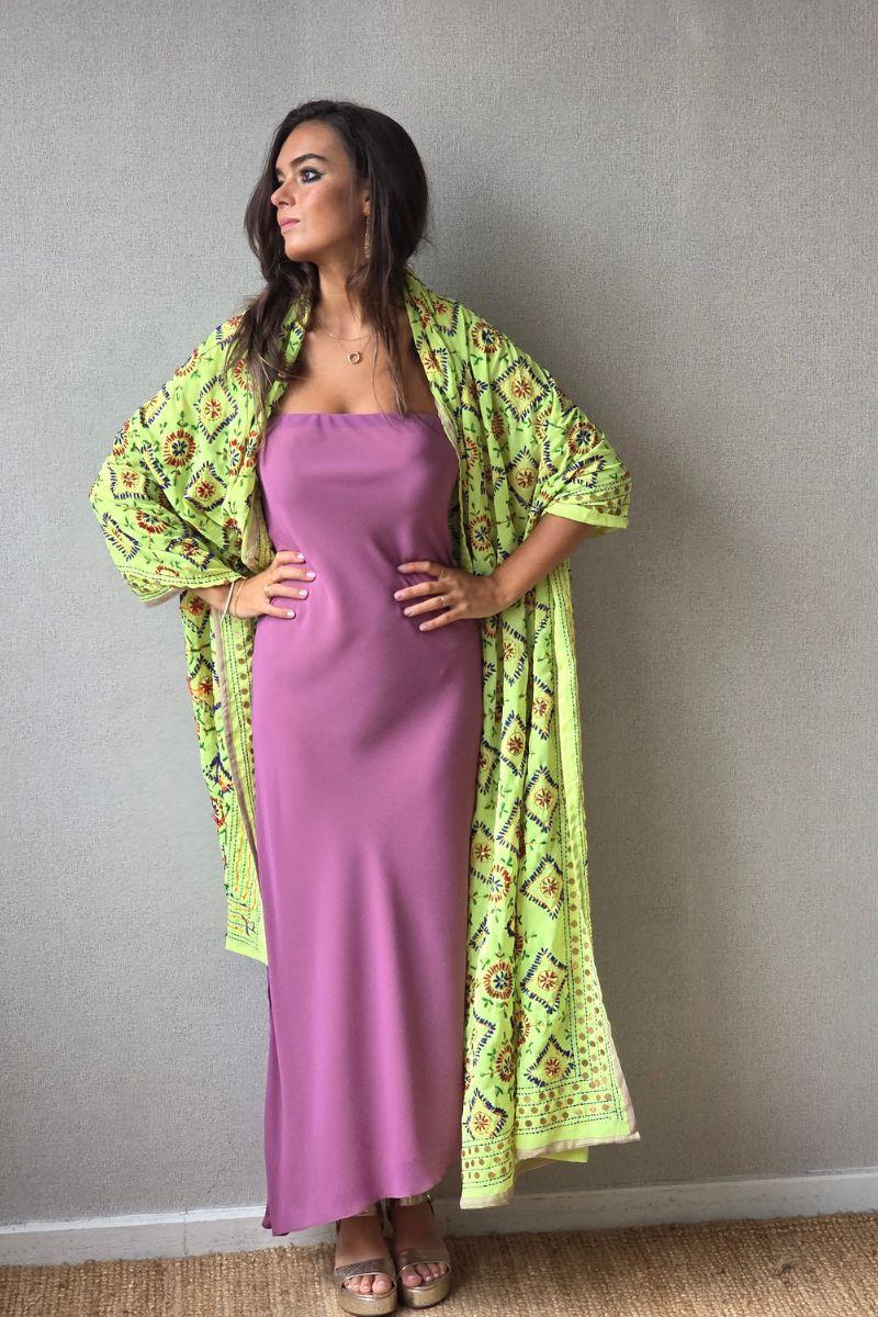 Vestido reversible lima/rosa