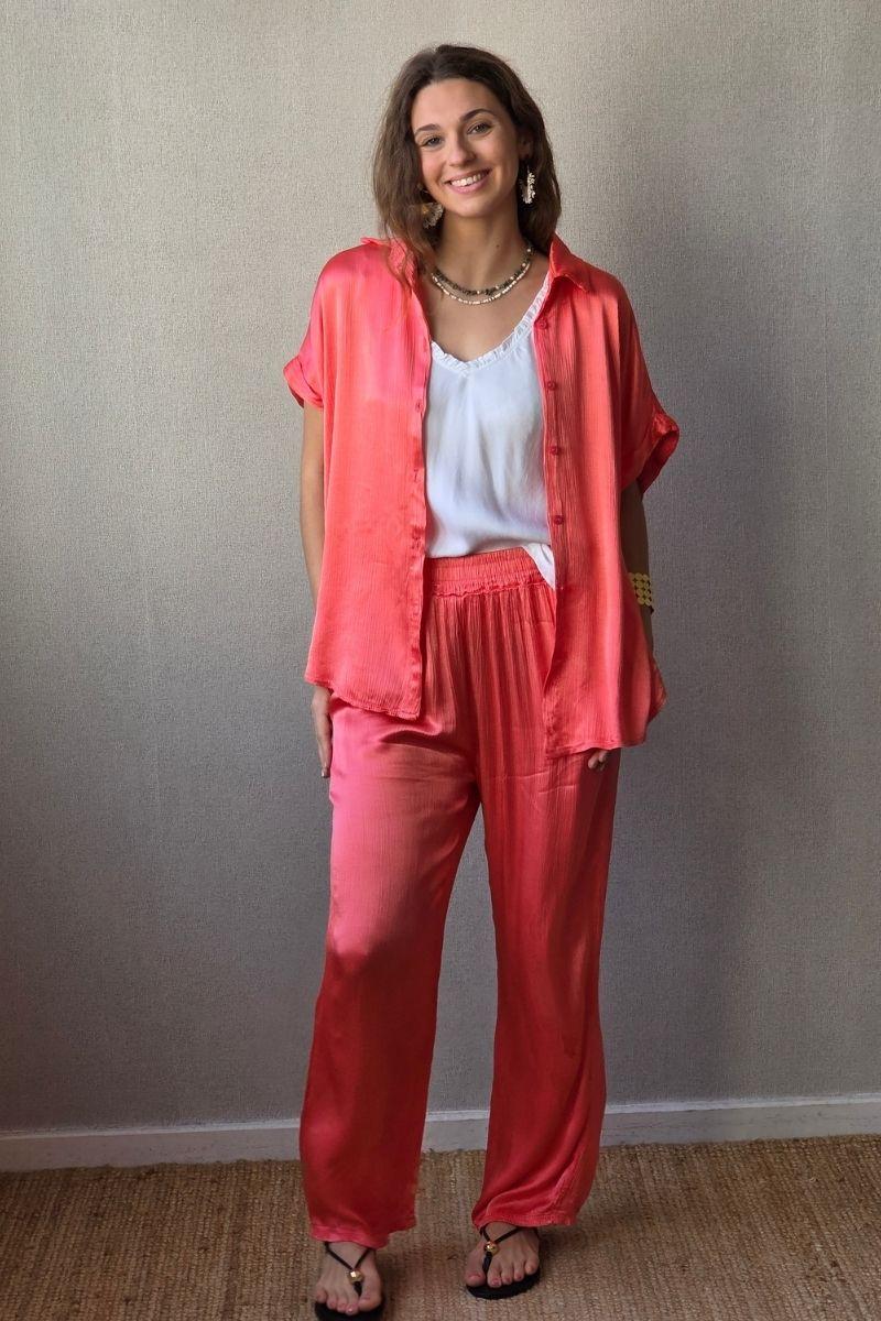 Pantalón de raso coral