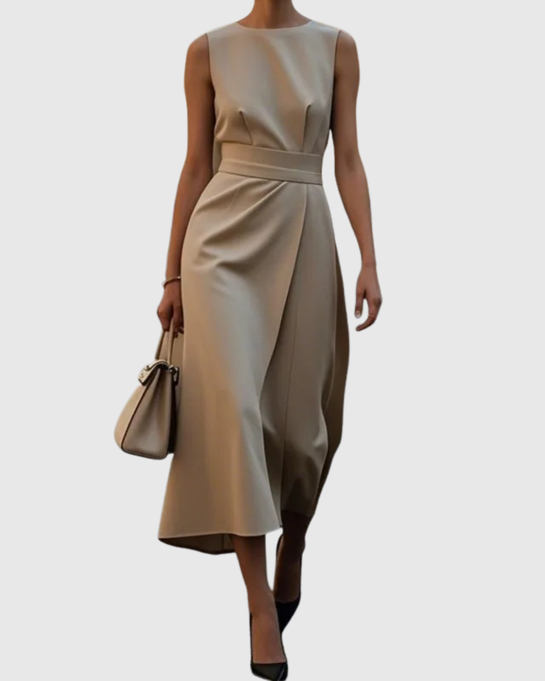 Josefina | Vestido elegante con cuello redondo y drapeado