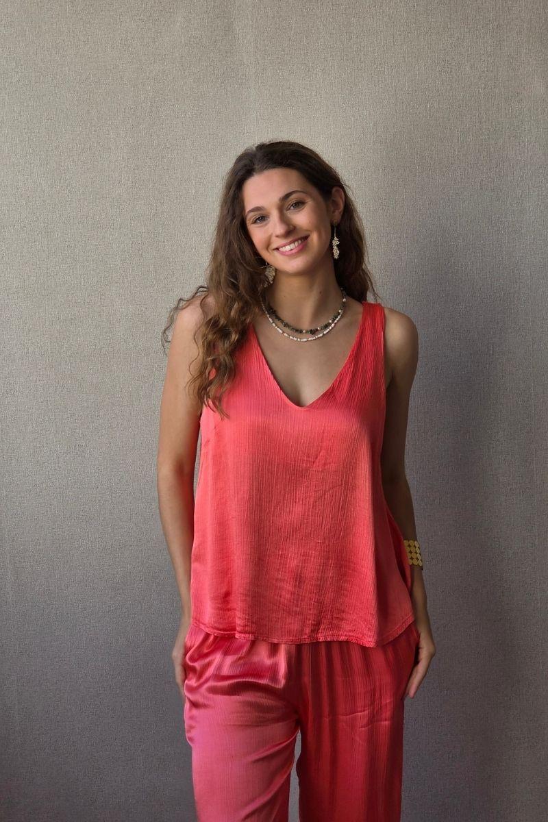 Pantalón de raso coral