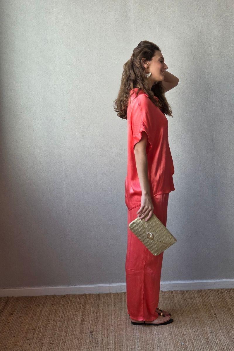 Pantalón de raso coral