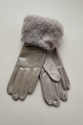 Guantes topo  de piel y antelina con pelo