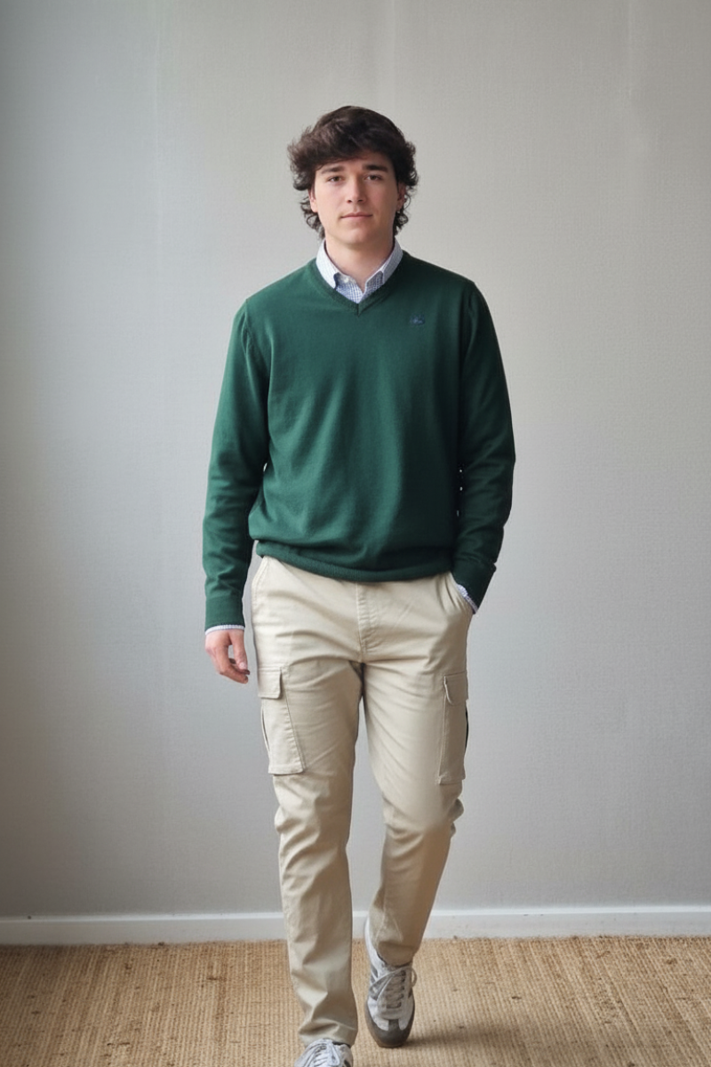Pantalón cargo beige hombre