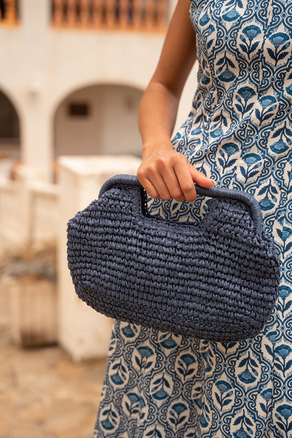 Cartera de rafia | Azul Marino
