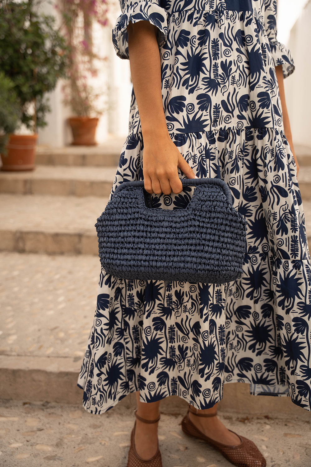 Cartera de rafia | Azul Marino