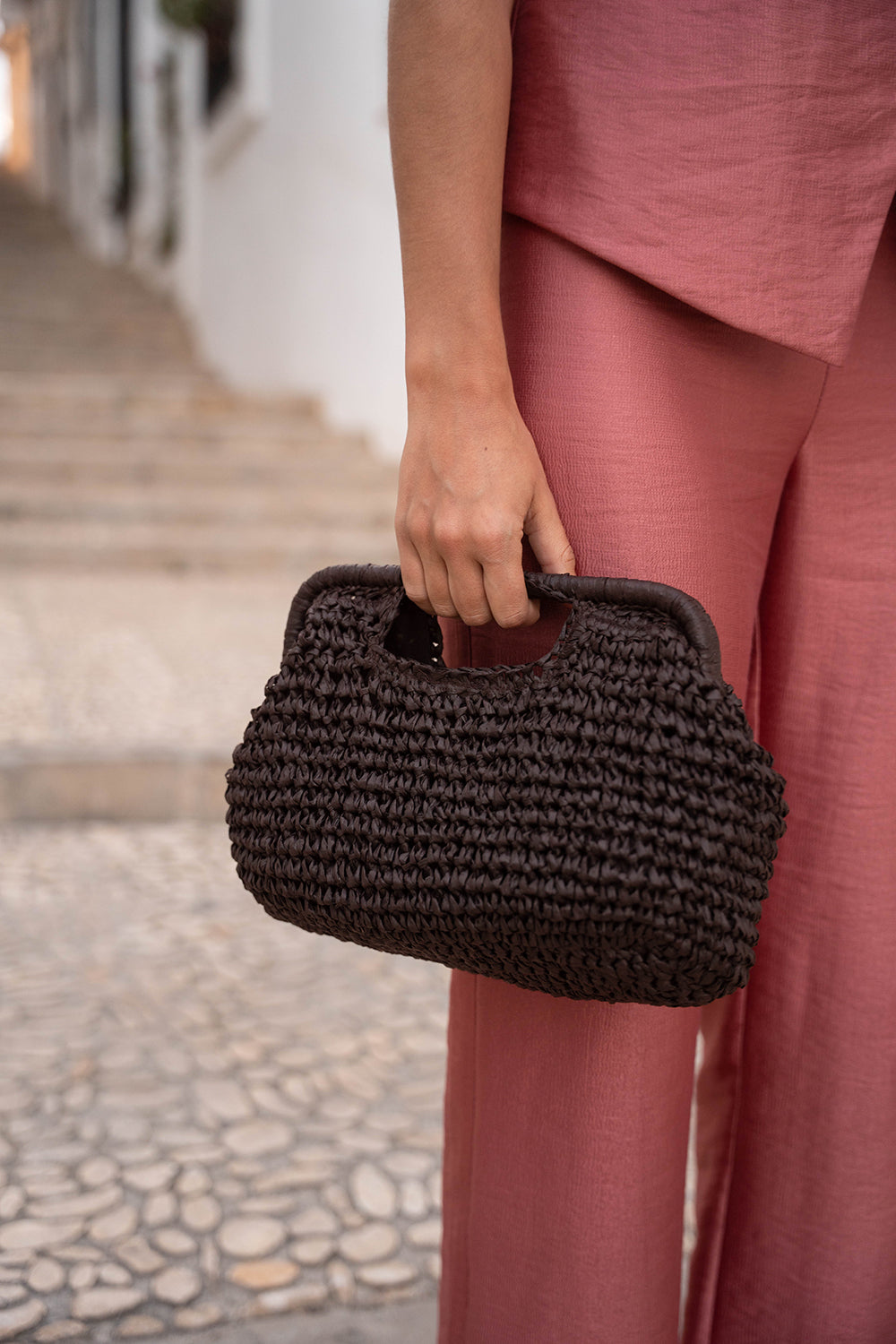 Cartera de rafia | Marrón