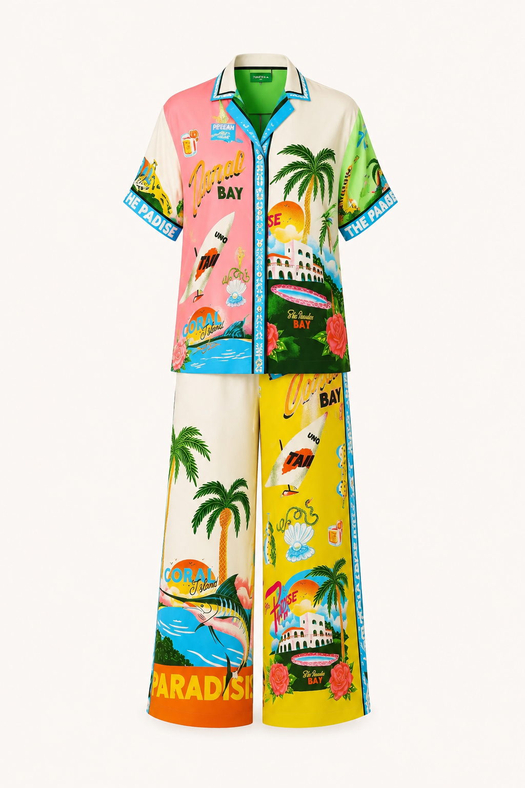 Conjunto mujer estampado tropical pantalón ancho - Anika