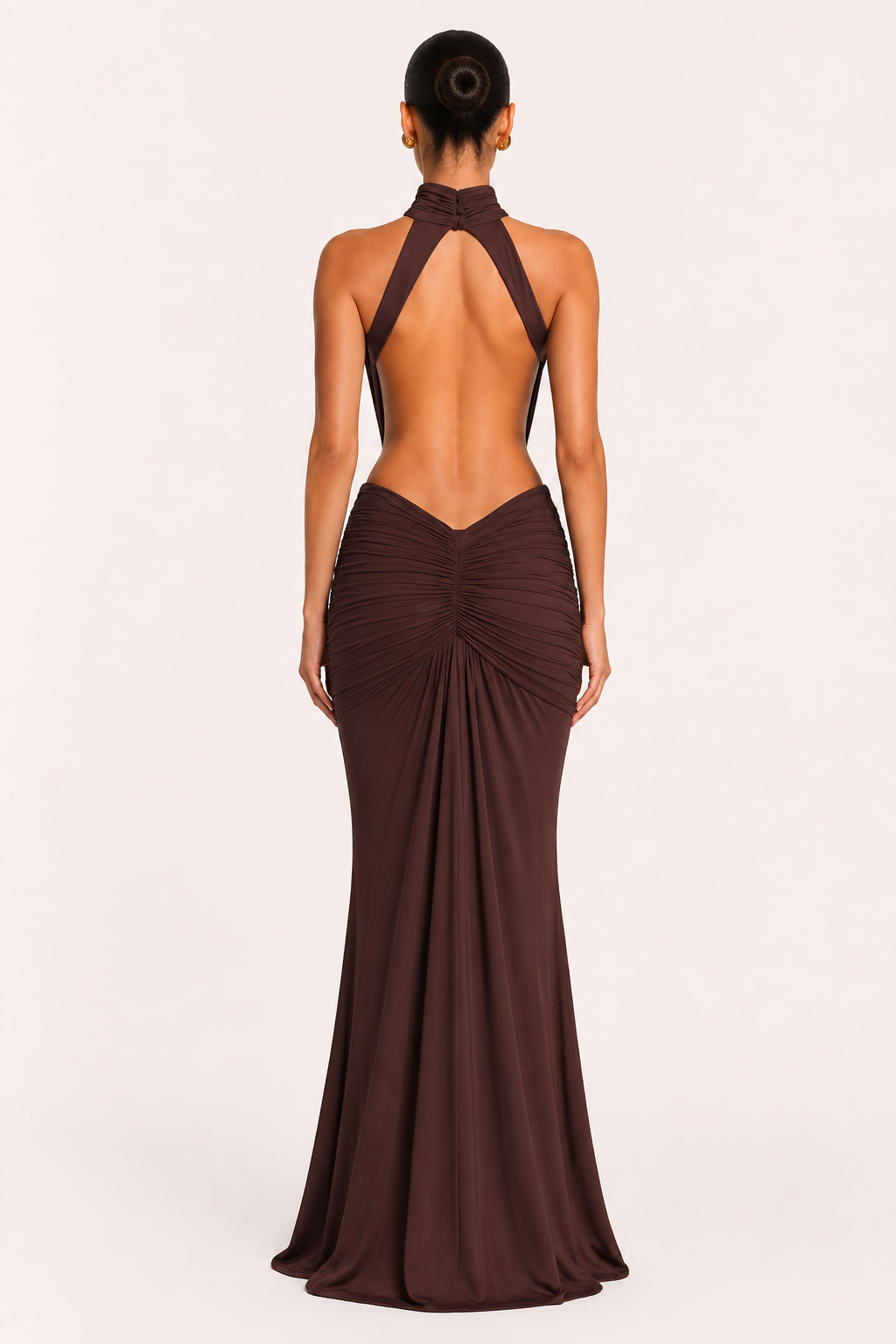 Vestido largo mujer elegante cuello halter ajustado - Klara