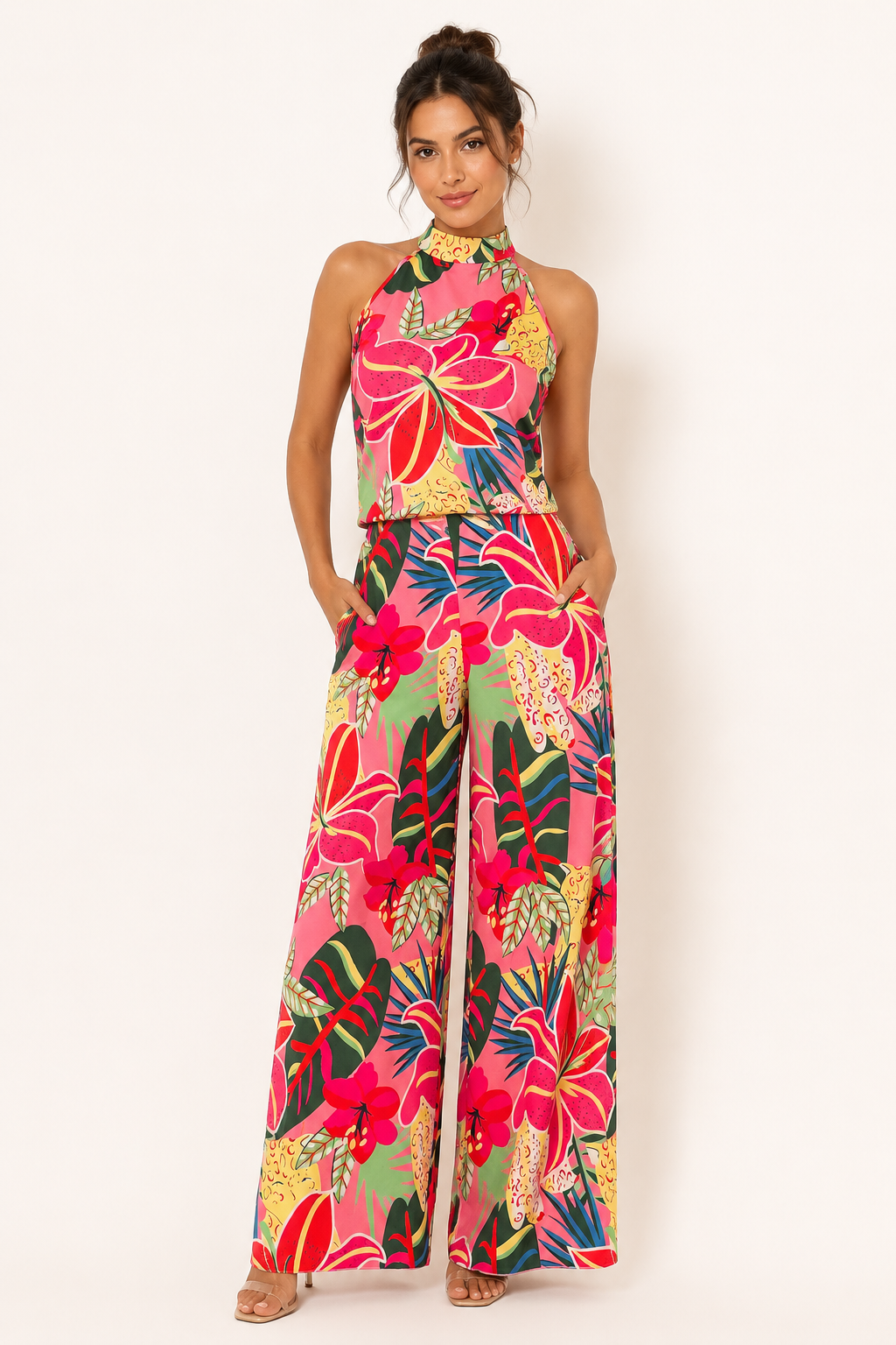 Conjunto estampado floral pantalón ancho mujer - Siria