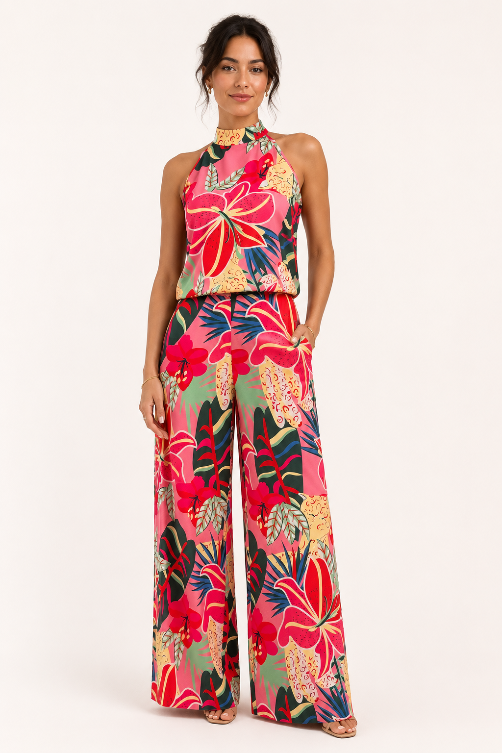 Conjunto estampado floral pantalón ancho mujer - Siria