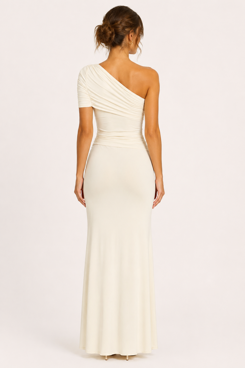 Vestido largo un hombro drapeado mujer - Maike