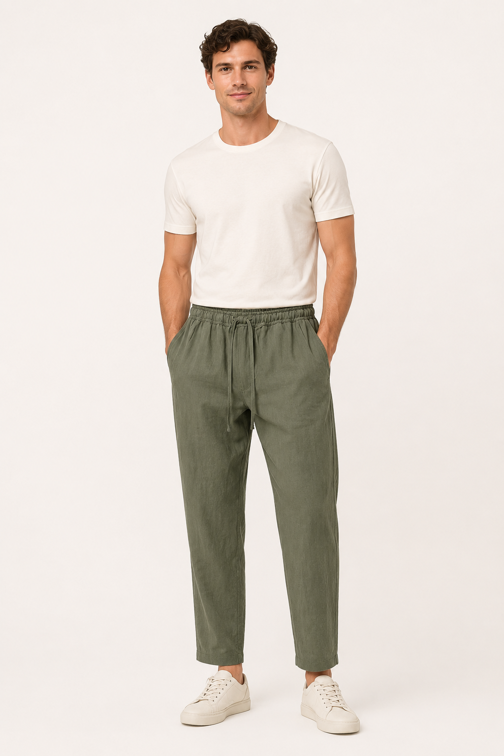 Pantalón casual lino hombre cintura elástica - Jannik