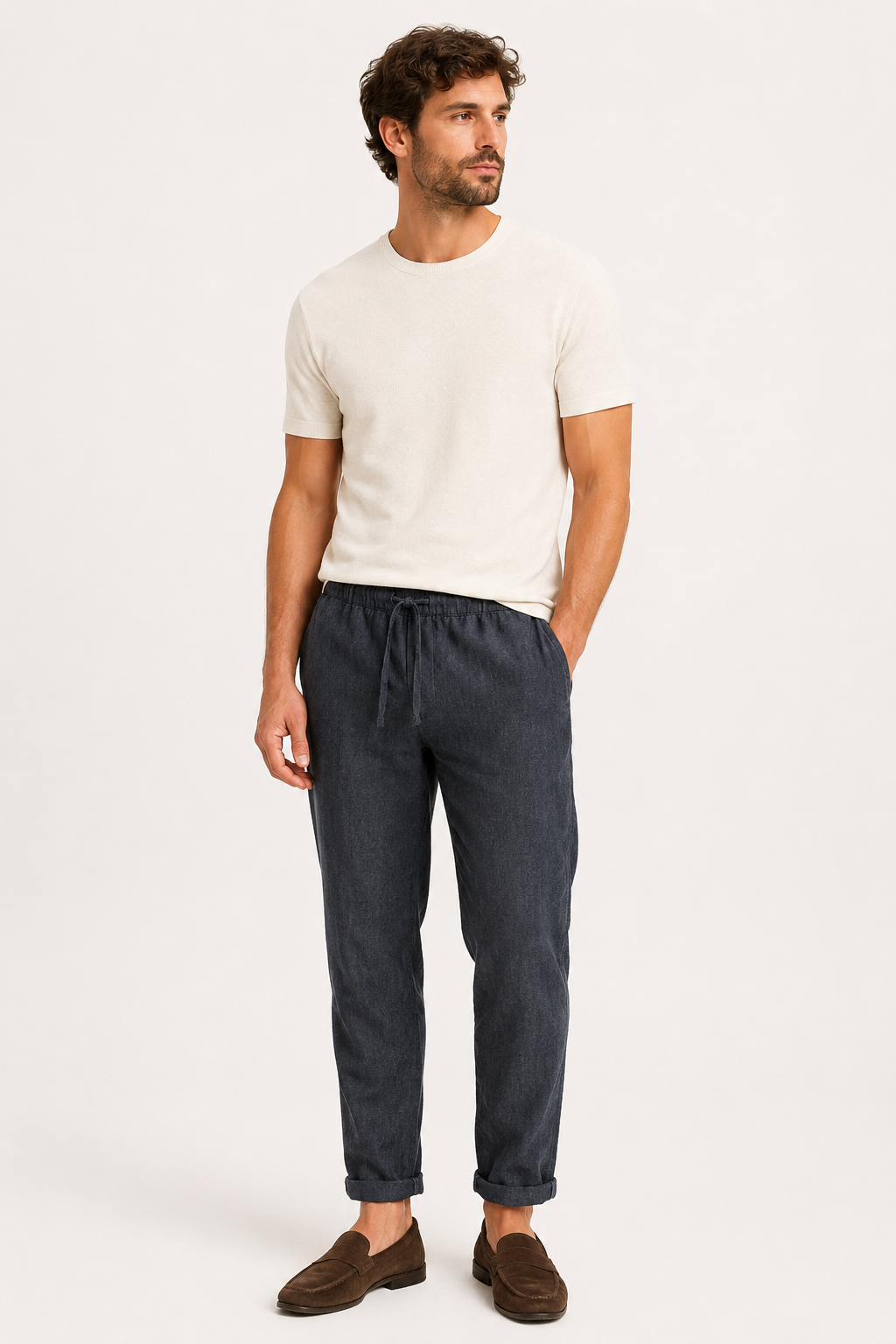 Pantalón lino cintura elástica hombre - Falk