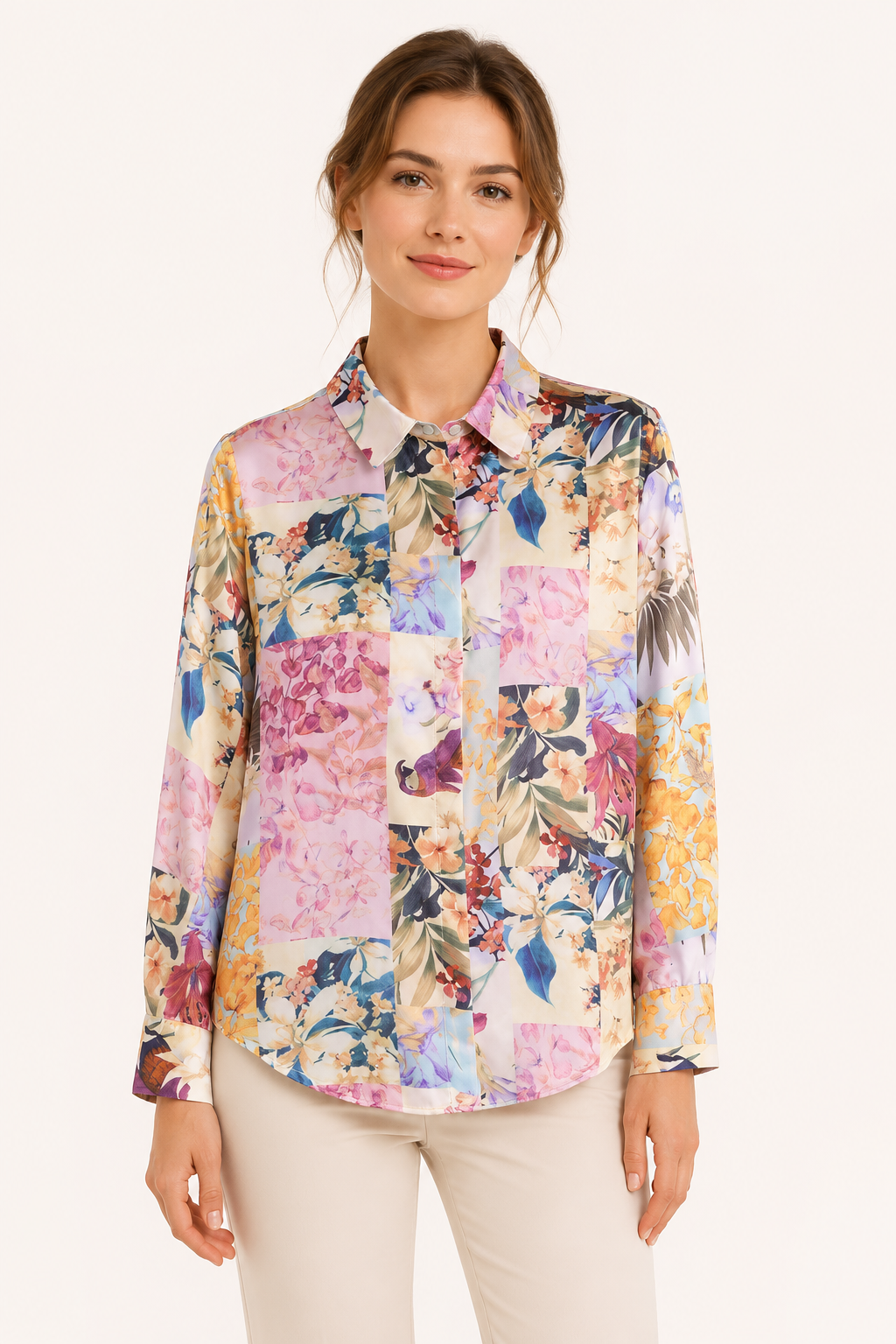 Blusa estampada manga larga mujer - Laura