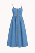 Vestido vaquero midi mujer botones - Hanneli