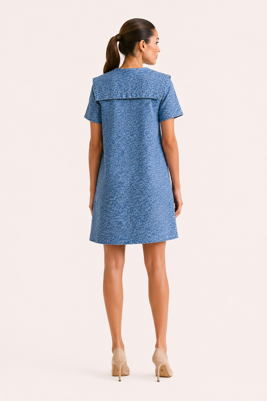 Vestido denim corto mujer cuello marinero - Paula