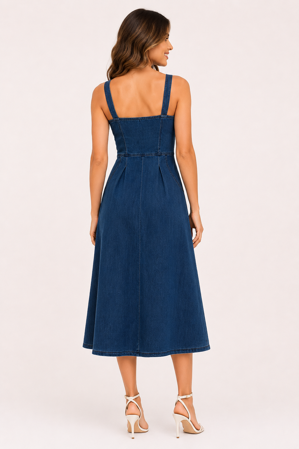 Vestido denim midi mujer tirantes anchos - Brigitte