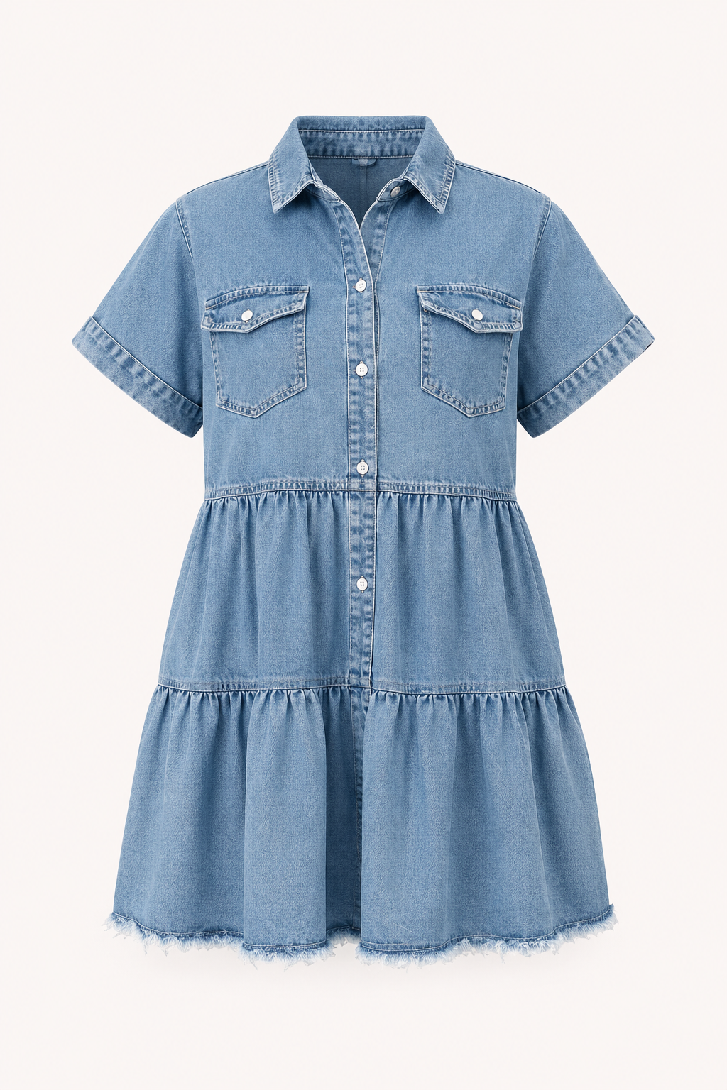 Vestido corto vaquero casual mujer manga corta - Heike