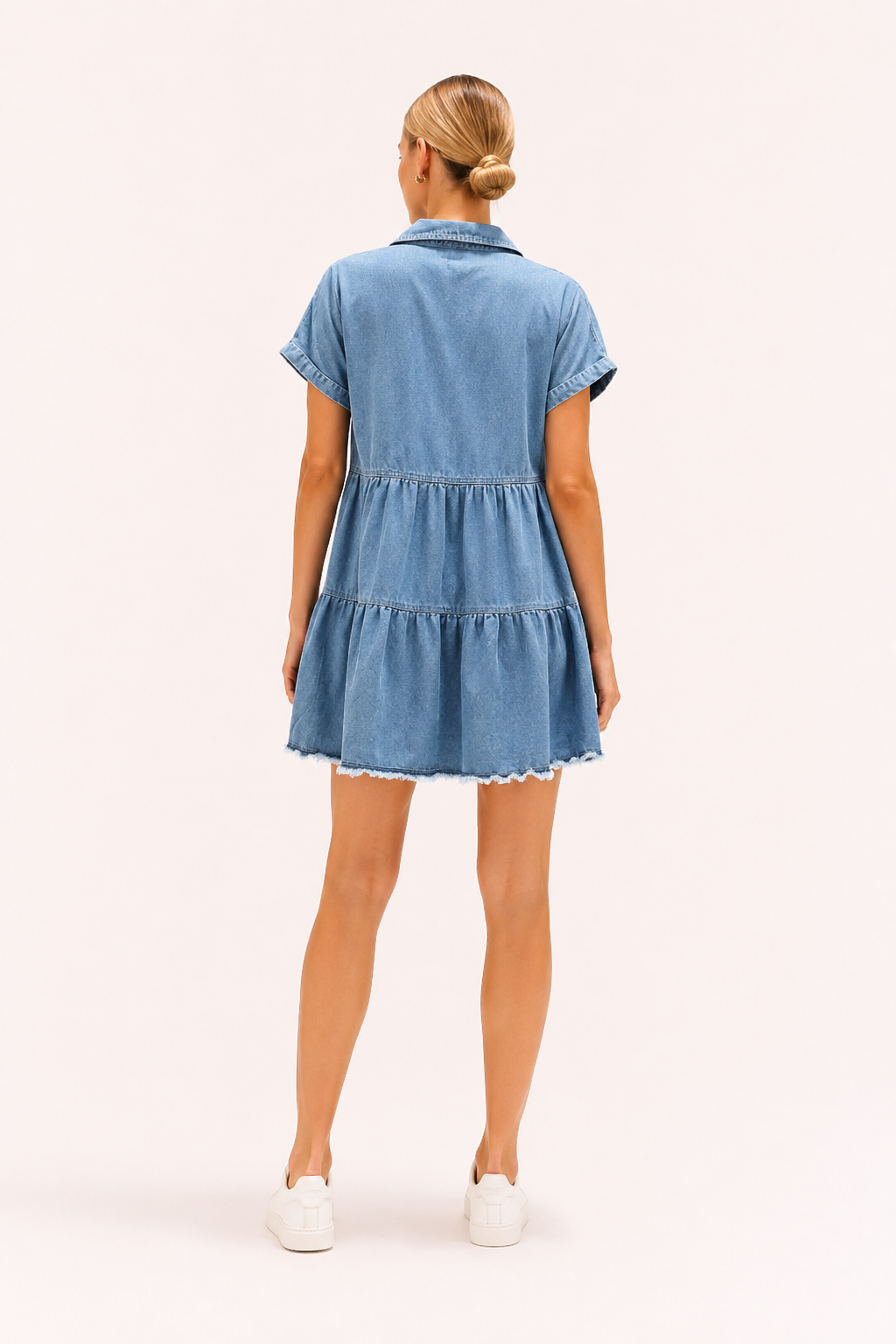 Vestido corto vaquero casual mujer manga corta - Heike