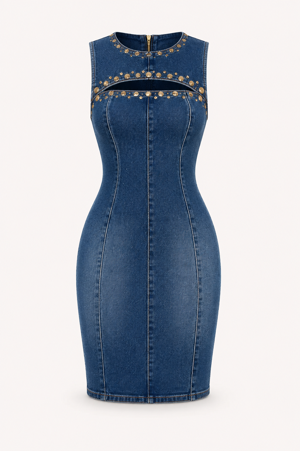 Vestido denim corto mujer detalles metálicos - mirellaGalery