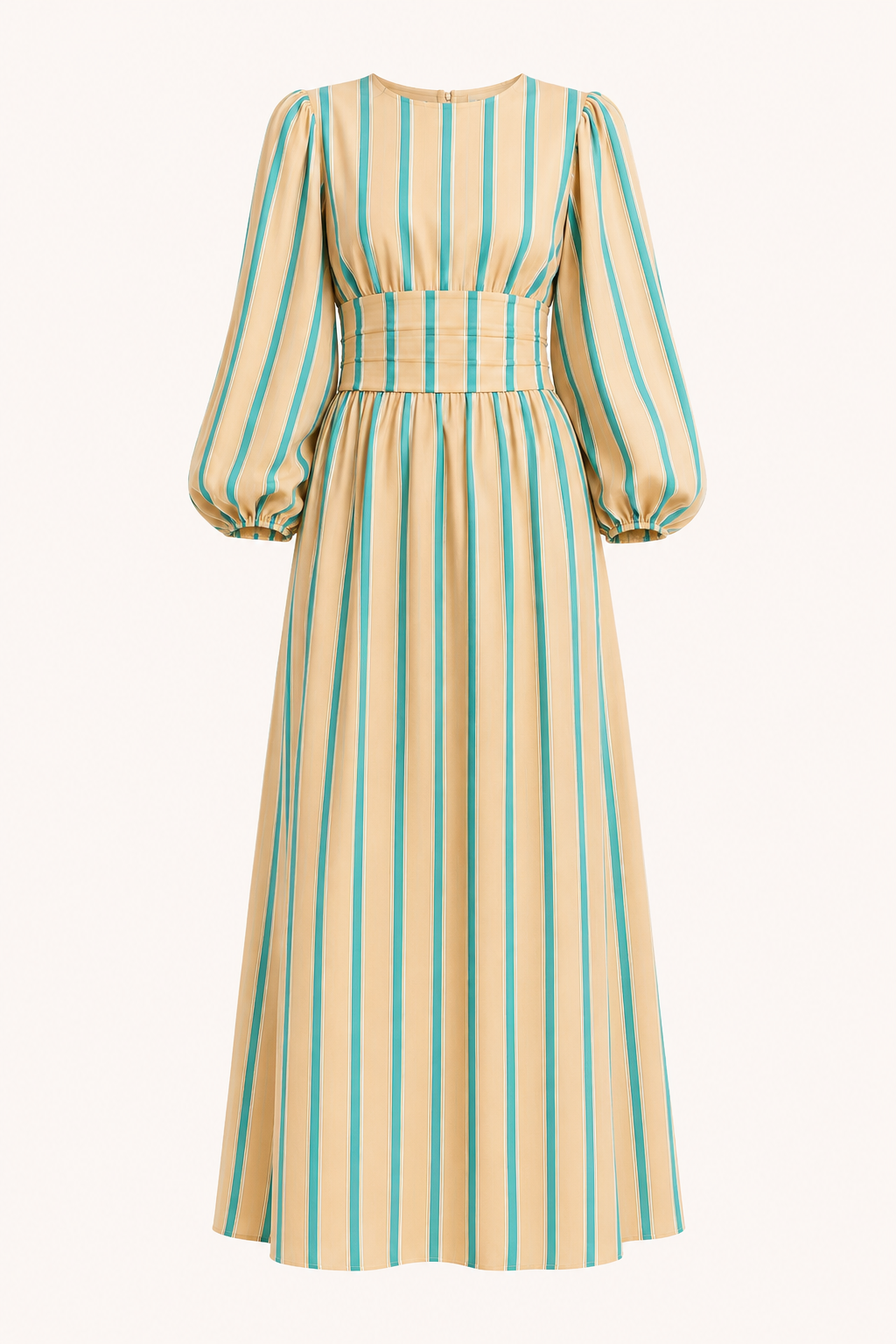Vestido largo rayas mujer manga abullonada - Larissa