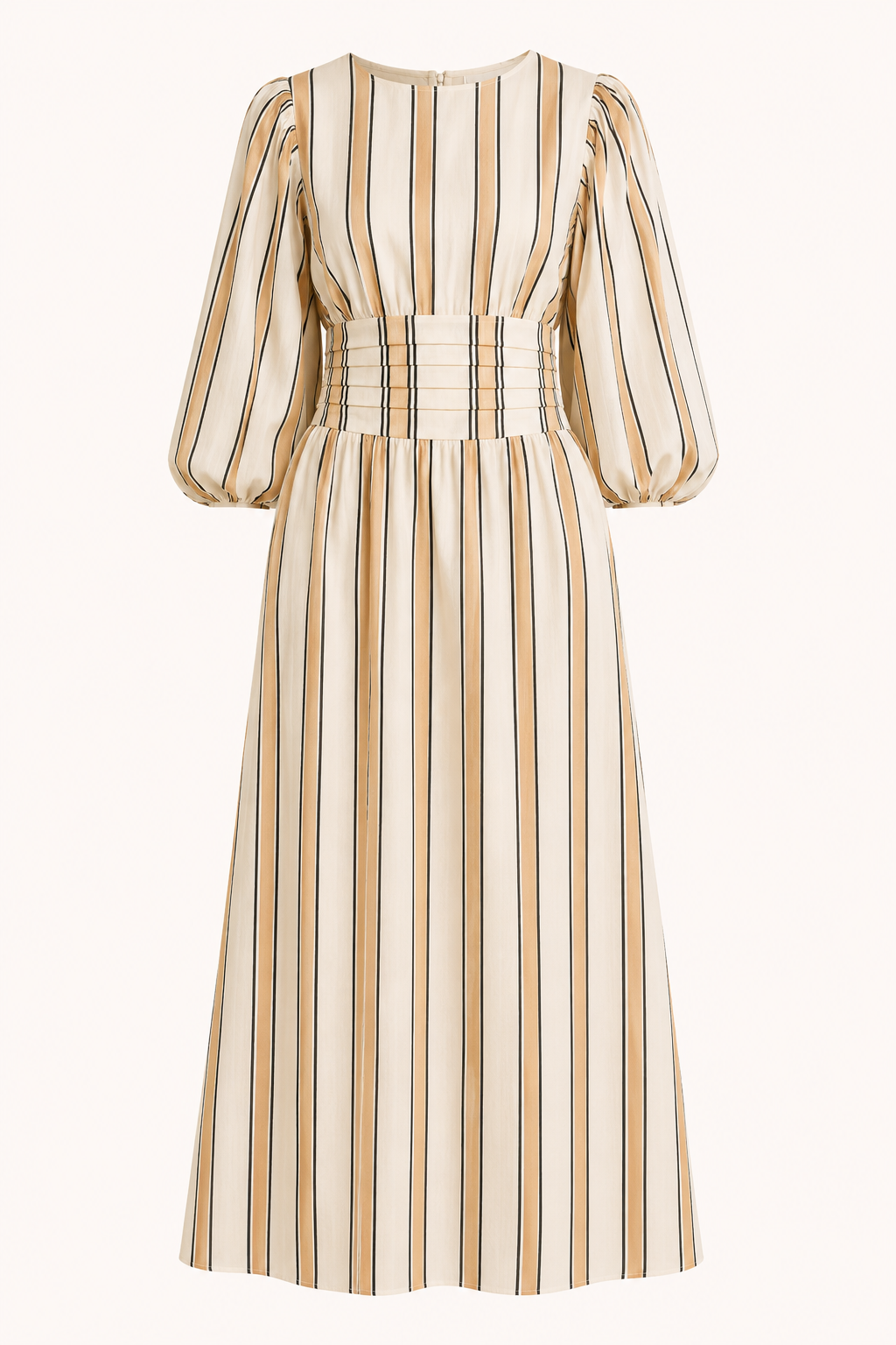 Vestido largo rayas mujer manga abullonada - Larissa