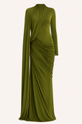 Vestido largo mujer invitada boda elegante manga larga - Gisela