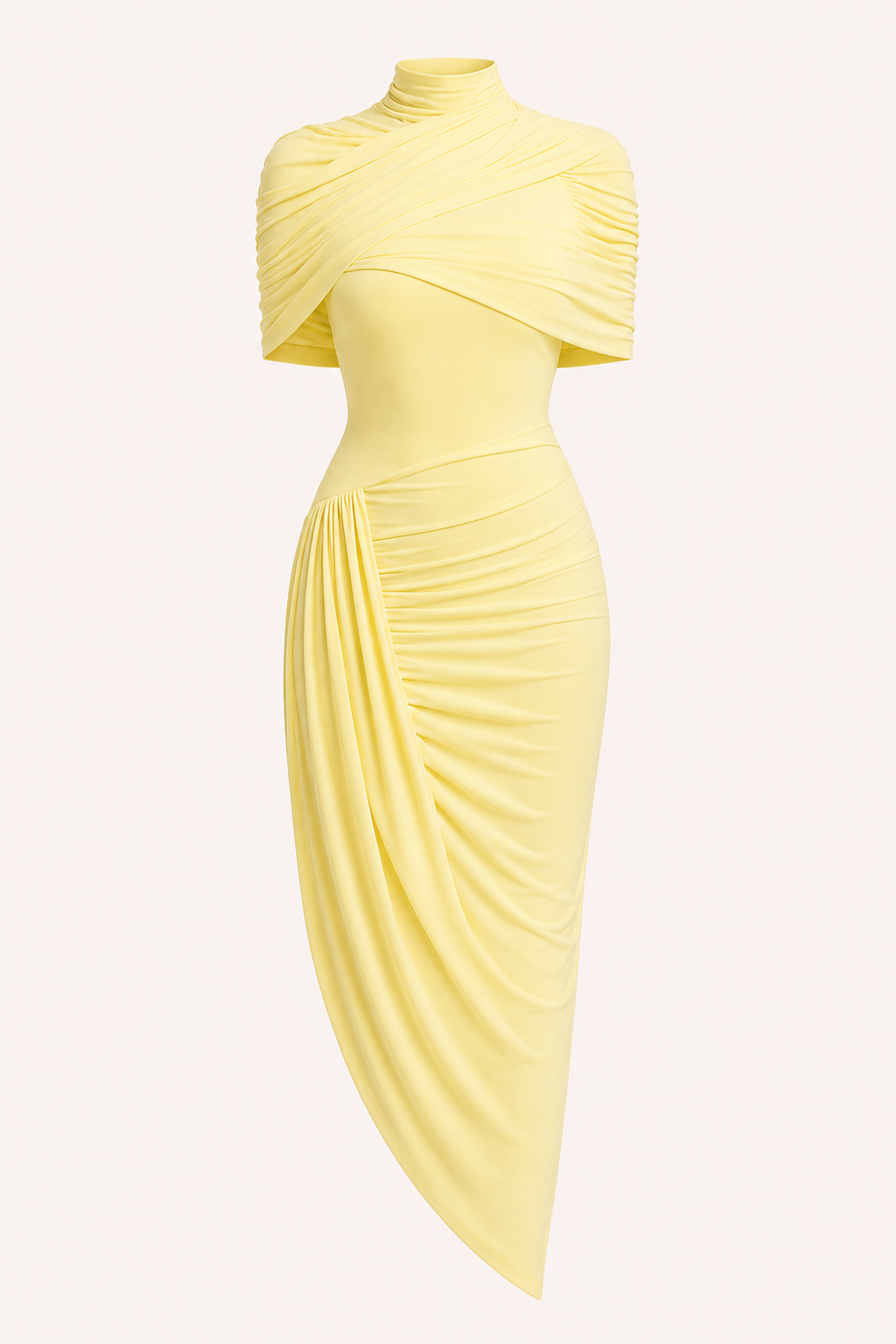 Vestido midi mujer invitada boda elegante cuello alto - Katja
