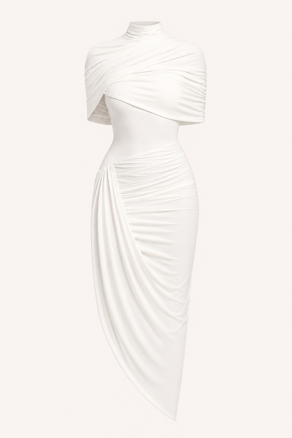Vestido midi mujer invitada boda elegante cuello alto - Katja