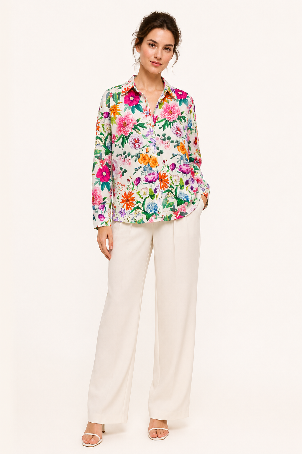 Blusa floral manga larga mujer - Katrin